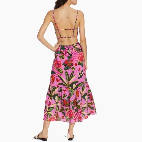 Farm Rio  Leopard Forest Cotton Midi-Dress XXS - Picture 3 of 3